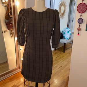 Plaid olive green zara dress WORN ONCE